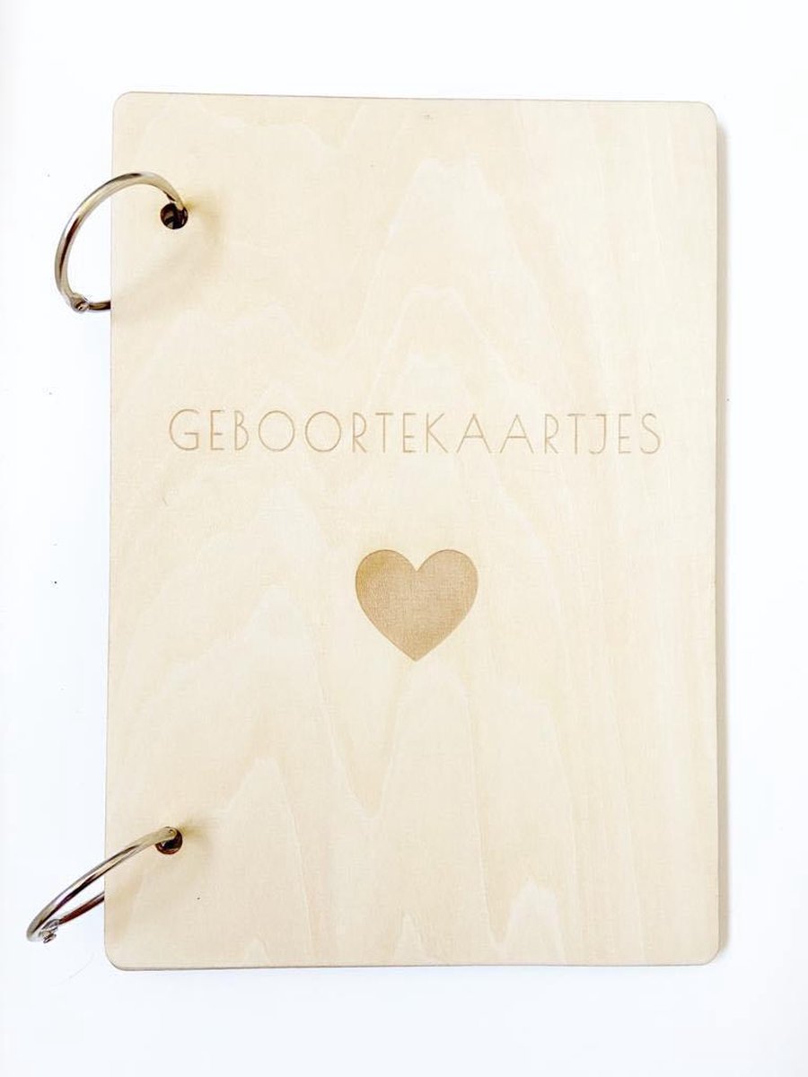 HOUTEN GEBOORTEKAARTJES BEWAARBUNDEL | HEART | HARTJE | BUNDELBOEKJE | HOUT | GEBOORTE |  